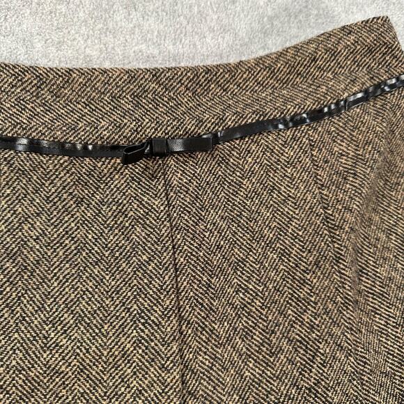 Joe Benbasset Tweed Swing Skirt Size 1 Brown Lace Trim Bow Detail Y2k Academia - Picture 3 of 7